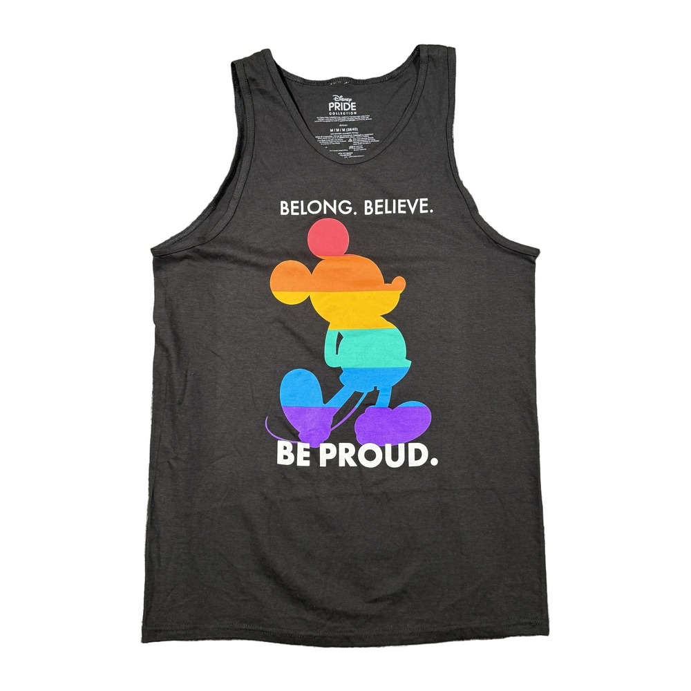 Disney Pride Collection Mickey Mouse Rainbow Tank Black Medium Belong Believe